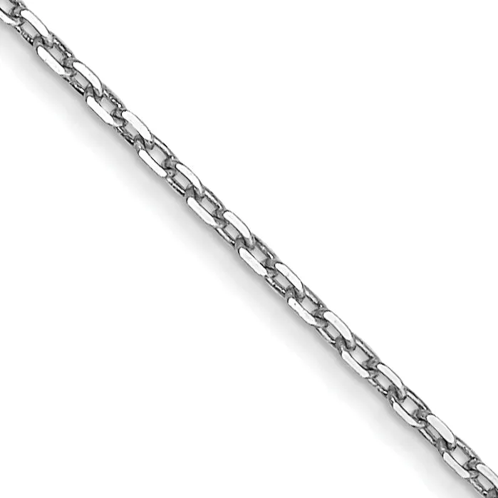 10K White Gold Polished Cable Chain Necklace with Spring Ring Clasp