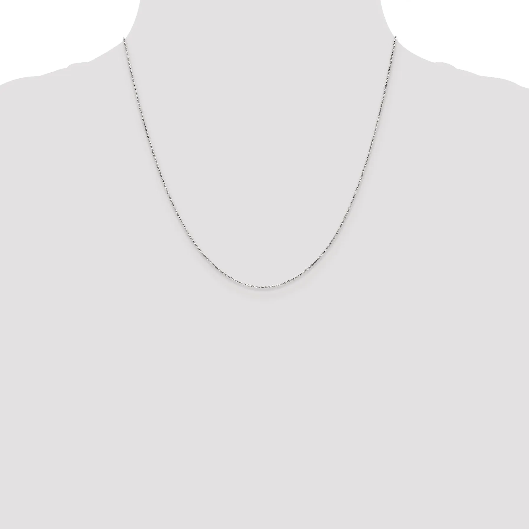 10K White Gold Polished Cable Chain Necklace with Spring Ring Clasp