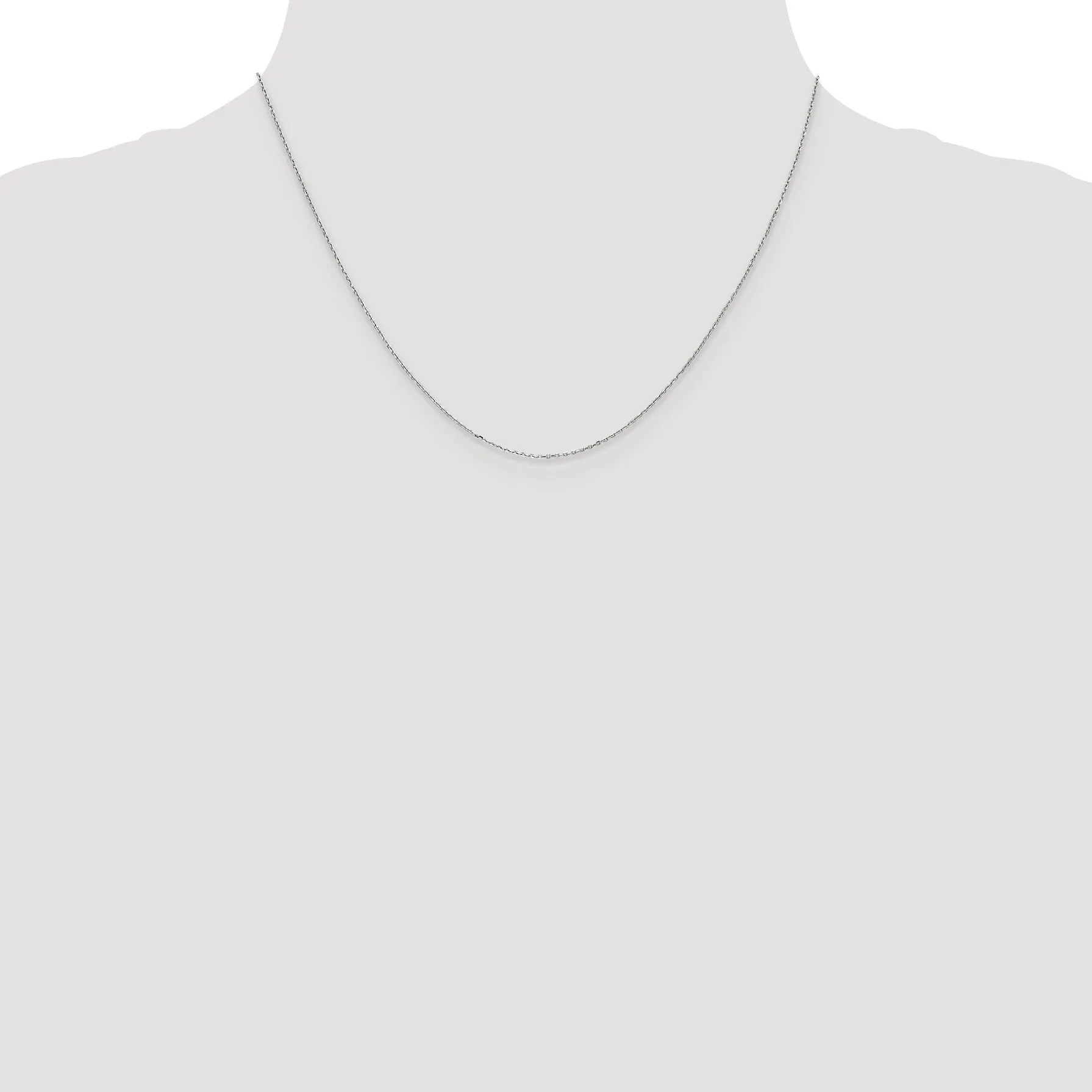 10K White Gold Polished Cable Chain Necklace with Spring Ring Clasp
