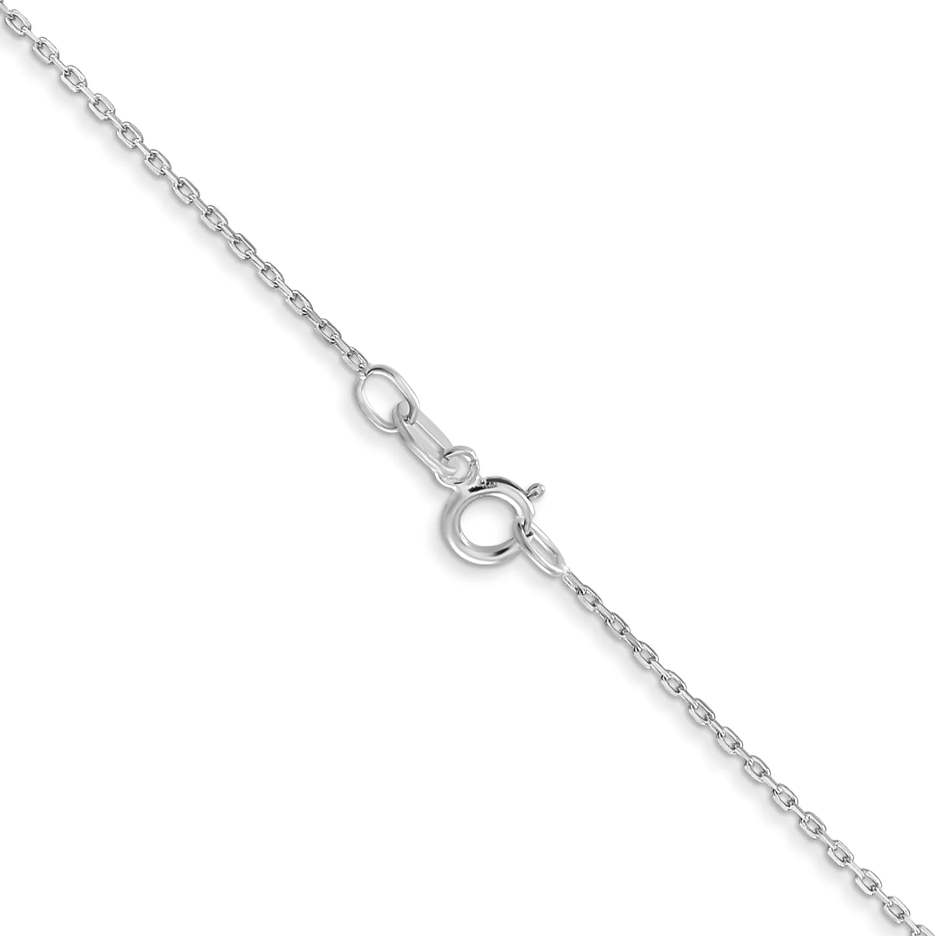 10K White Gold Polished Cable Chain Necklace with Spring Ring Clasp