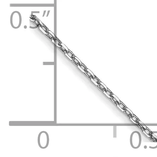 10K White Gold Polished Cable Chain Necklace with Spring Ring Clasp