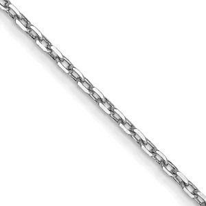 10K White Gold Polished Cable Chain Necklace with Spring Ring Clasp
