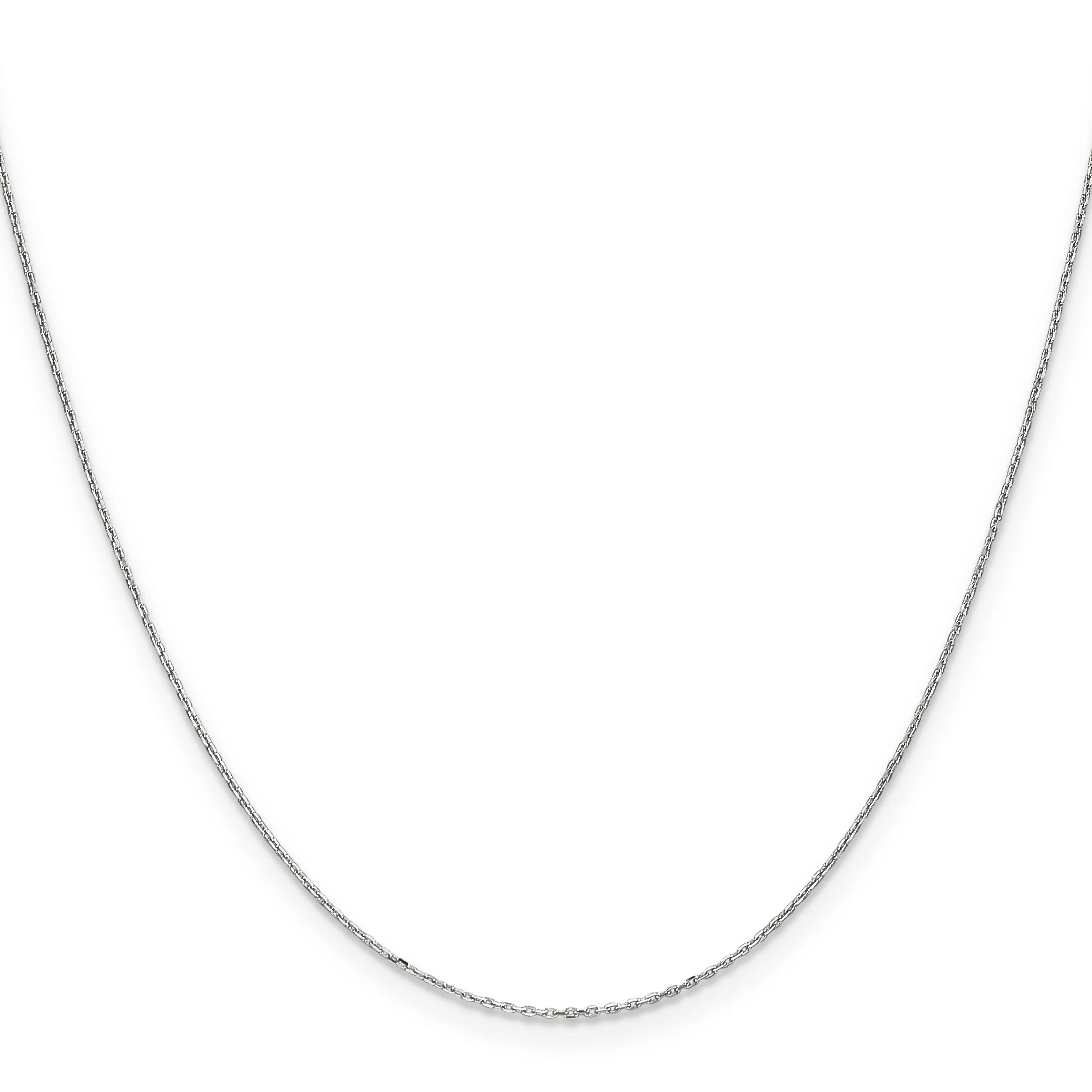 10K White Gold Polished Cable Chain Necklace with Spring Ring Clasp