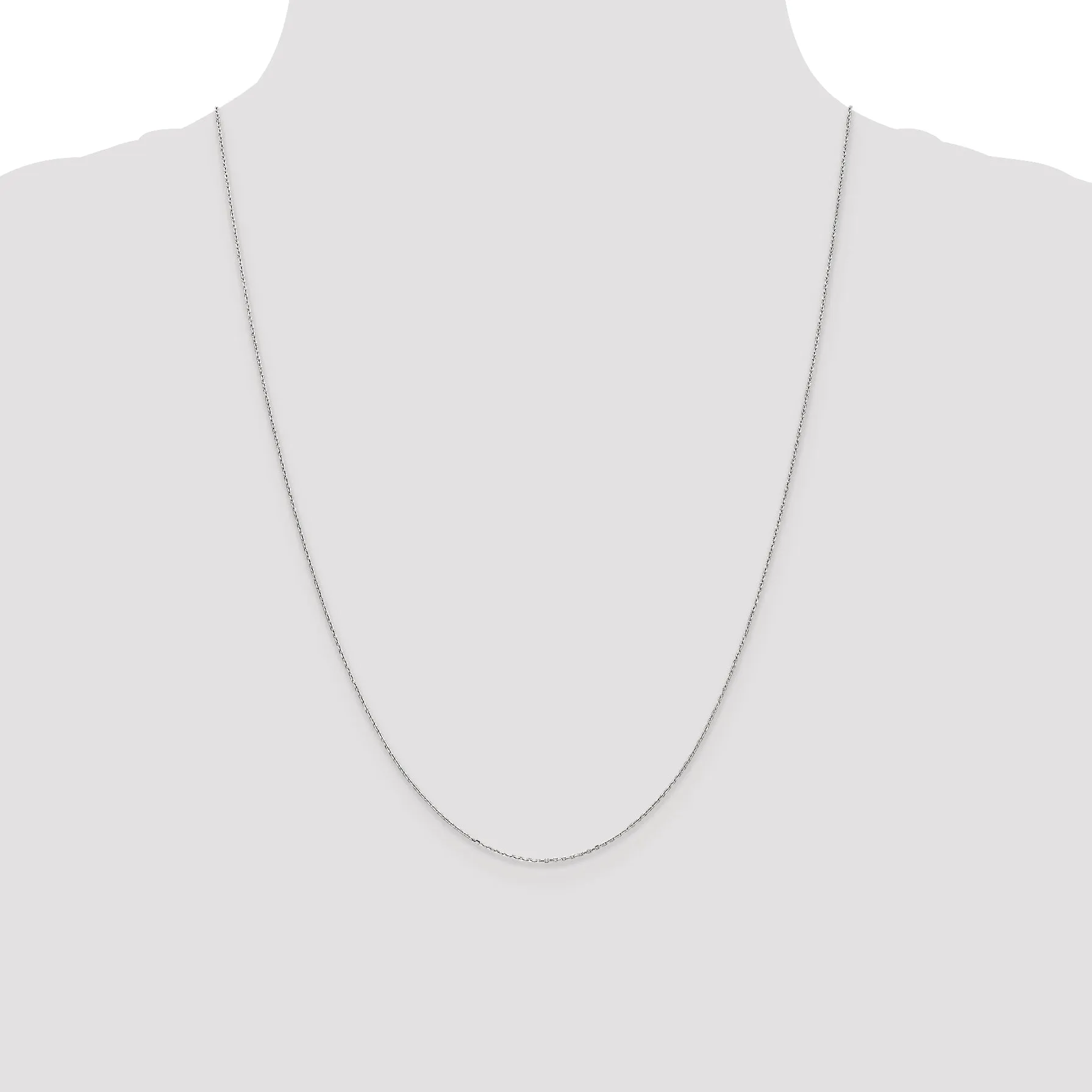 10K White Gold Polished Cable Chain Necklace with Spring Ring Clasp