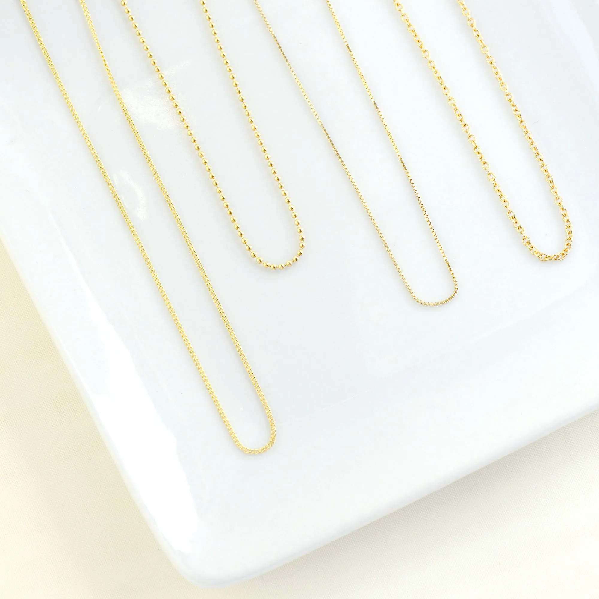 1.2mm Bead Link Chain Necklace | 14k