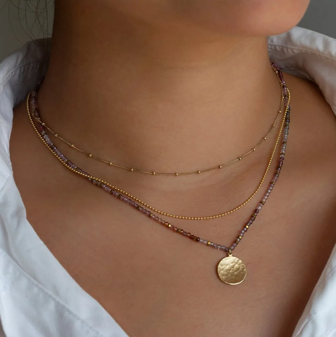 1.2mm Bead Link Chain Necklace | 14k