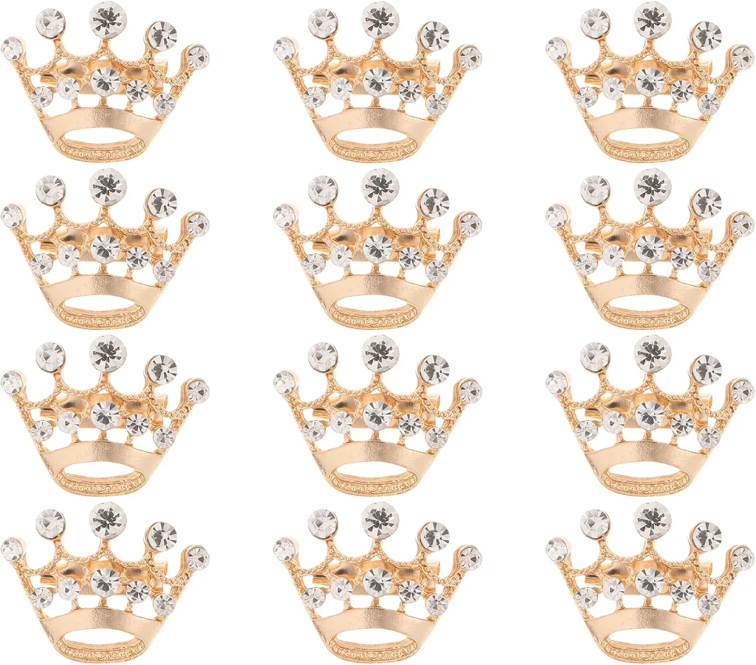 12pcs Crown Brooch Pin:Gold Crown Pin Rhinestone Crown Brooch Crystal Rhinestone Brooch Scarf Pin for Women Mother Shirts Light Gold