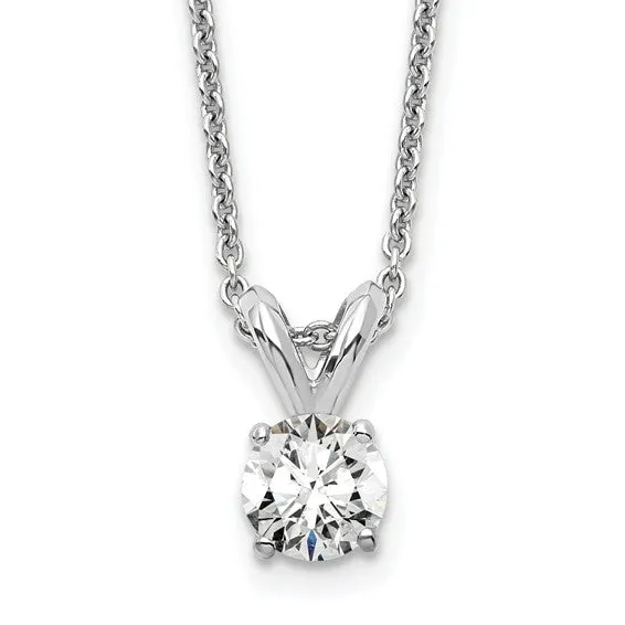 14K White Gold Classic Round Diamond Pendant