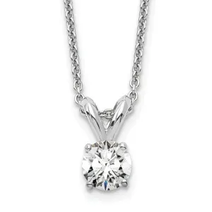 14K White Gold Classic Round Diamond Pendant