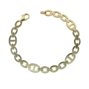18K Solid Gold Modern Open Marine Link Polished Bracelet