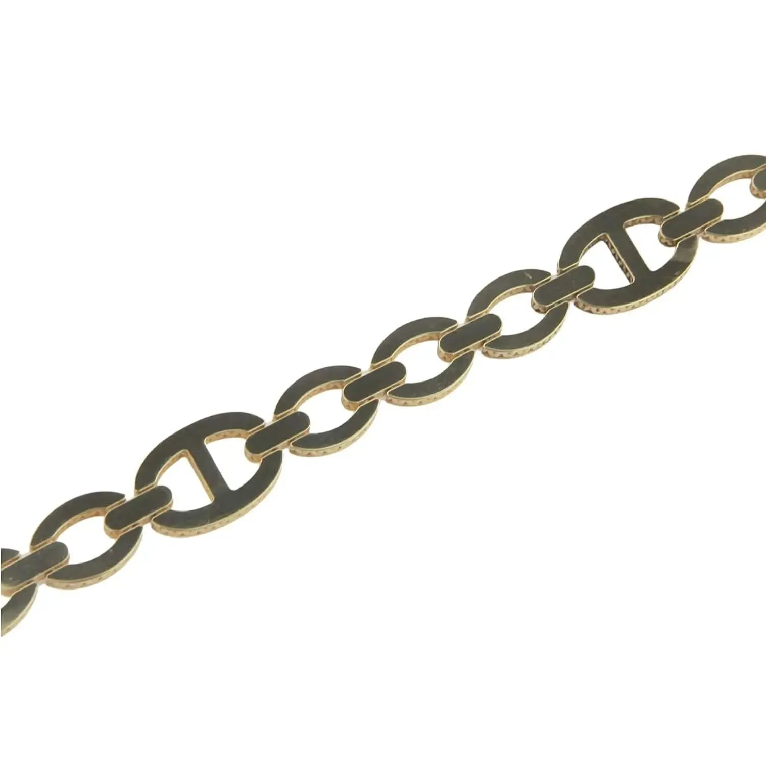 18K Solid Gold Modern Open Marine Link Polished Bracelet