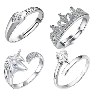 4 Pcs Combo of Stylish and Designer Adjustable Finger Rings