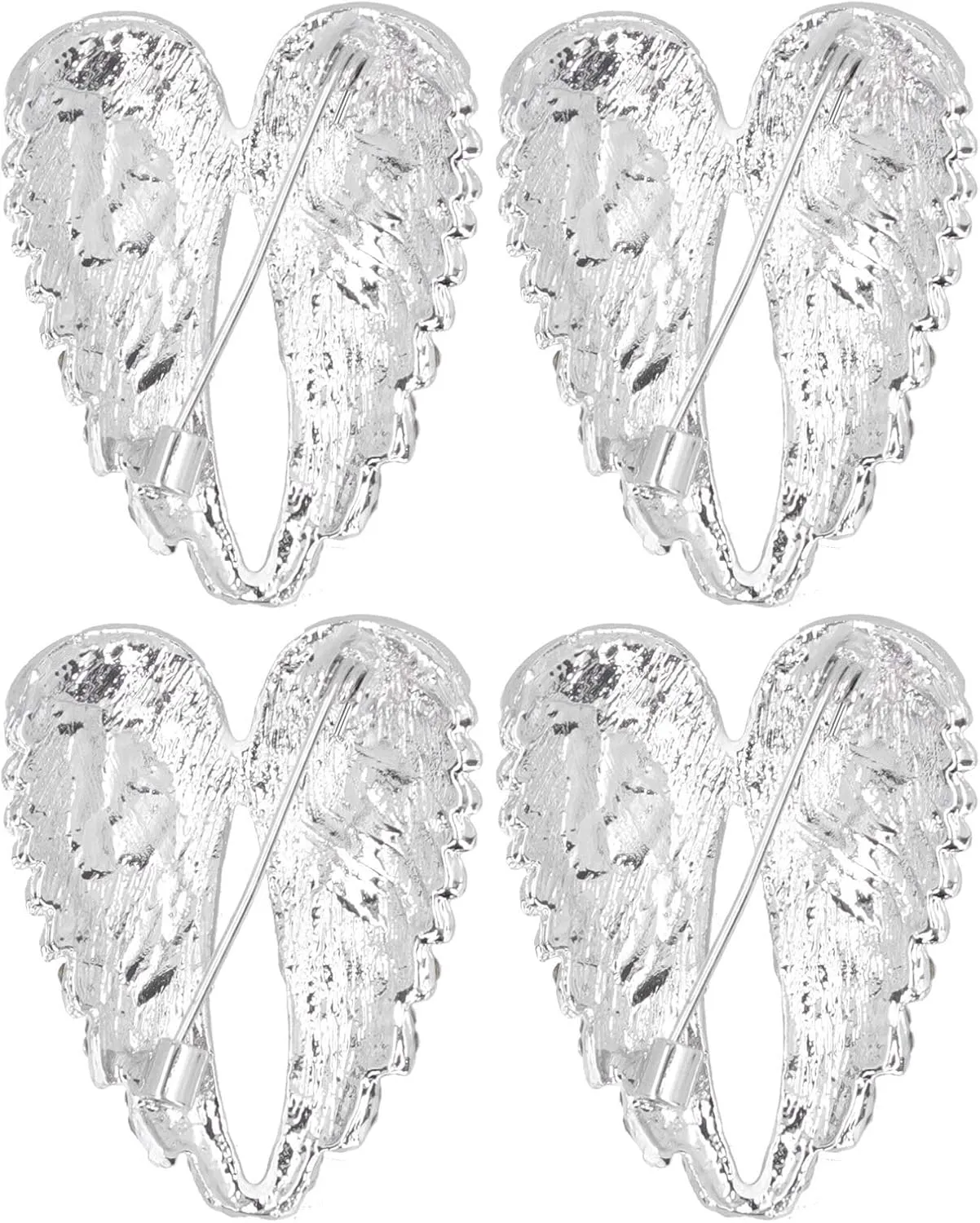 4Pcs Crystal Angel Wings Brooch Pins, Brooch Pin Diamond Angel Wing Pattern Lapel Pin Suit Coat Breastpin Coat Badges Accessory for Women Men Wedding Party