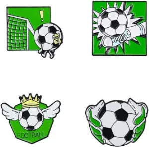 4pcs Cute Enamel Pins Basketball Soccer Volleyball Tennis Lapel Pins Brooch Badge Cartoon Ball Brooches for Fans Backpack Hat Decors
