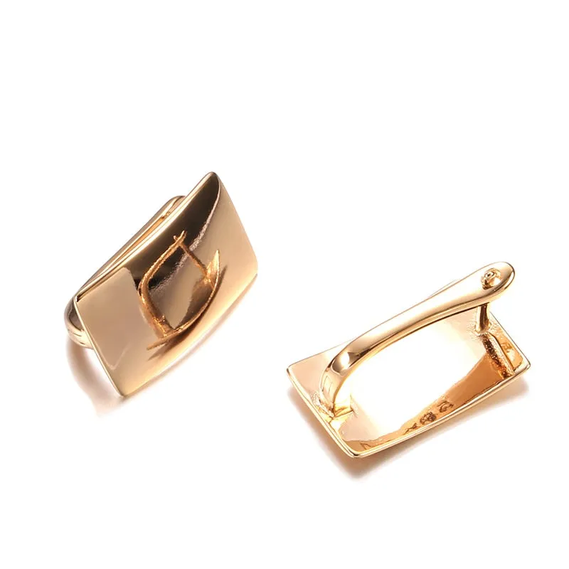 585 Rose Gold Simple Square Earrings