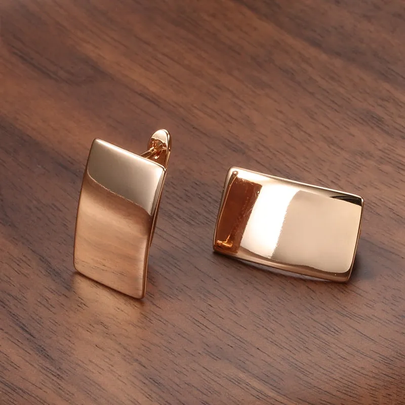 585 Rose Gold Simple Square Earrings