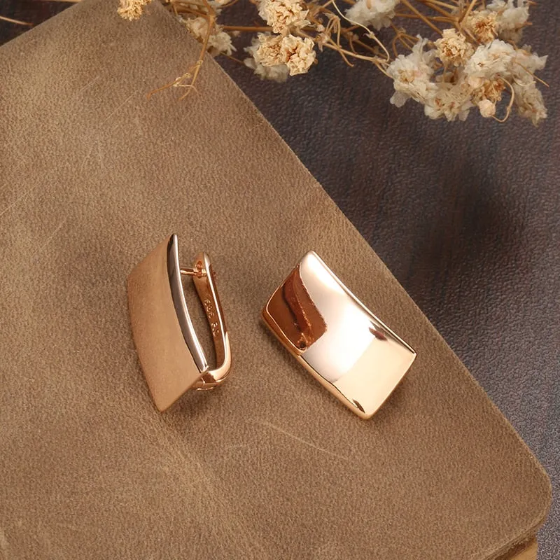 585 Rose Gold Simple Square Earrings