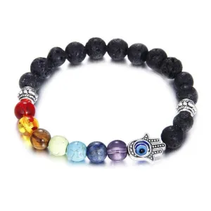 7 Chakra Lava Stone w/ Hamsa