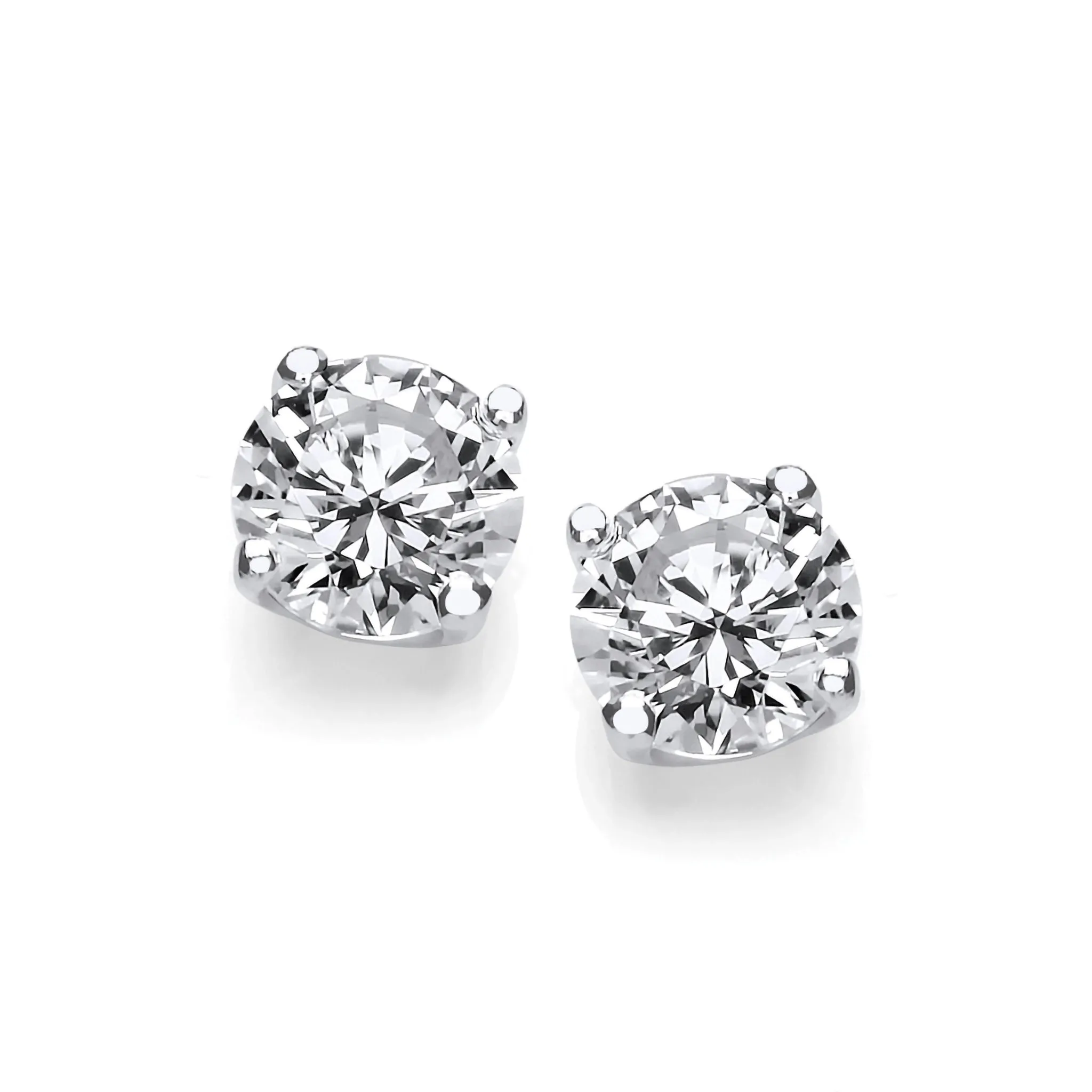 8mm Silver CZ Simple Solitaire | Studs