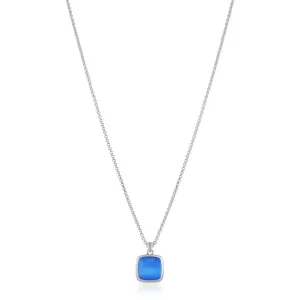 925 Rhodium Classic Blue Cat's Eye Pendants