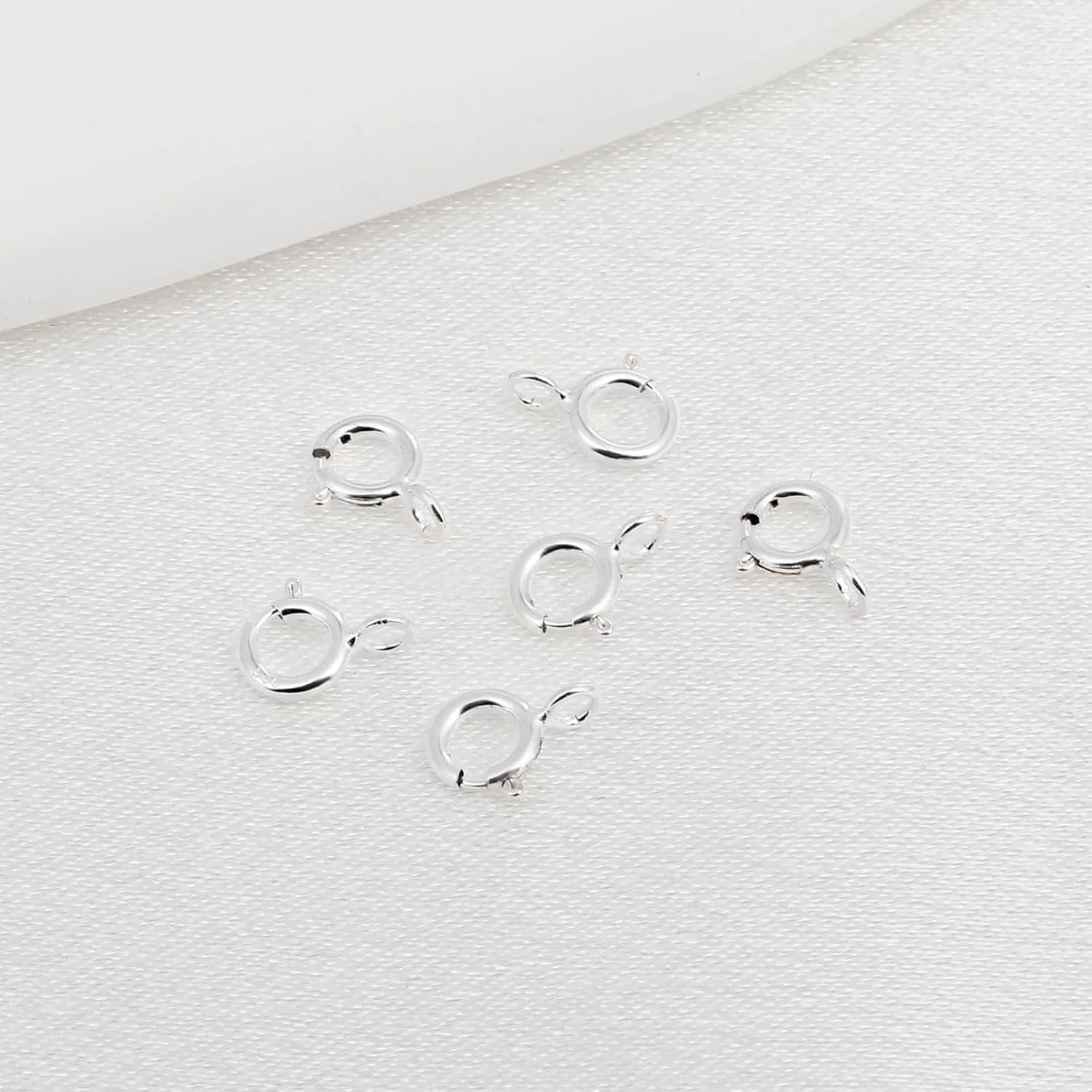 925 Sterling Silver Necklace Clasps - 5Mm Spring Clasps for Jewelry Making, Sterling Silver 4Mm Jump Rings, Jewelry Clasps and Closures, Suitable for Jewelry Making Necklace (Sterling Silver)