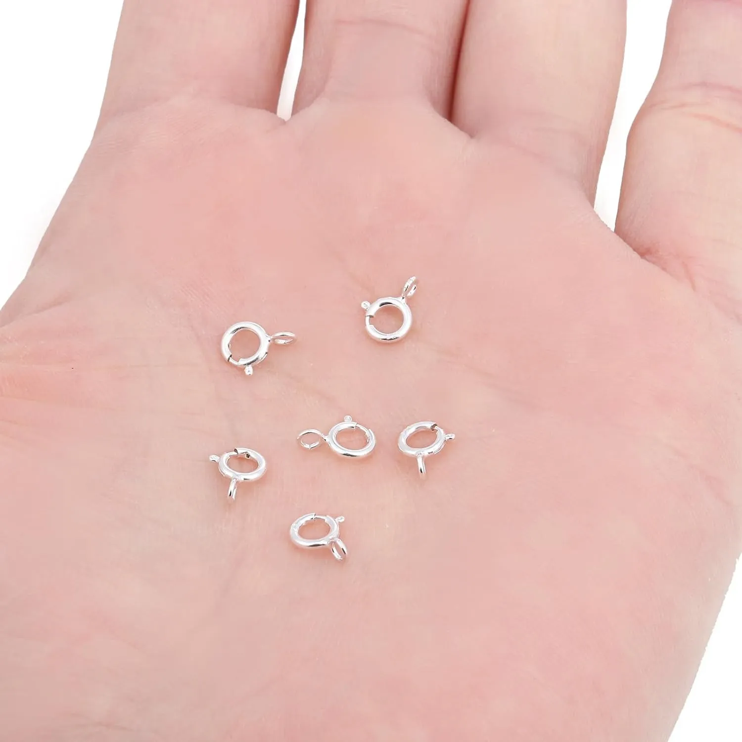 925 Sterling Silver Necklace Clasps - 5Mm Spring Clasps for Jewelry Making, Sterling Silver 4Mm Jump Rings, Jewelry Clasps and Closures, Suitable for Jewelry Making Necklace (Sterling Silver)