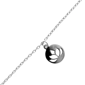 925 Sterling Silver Rhodium Plain  Lotus Flower Anklet  Bracelet - IT-N17-AS-A