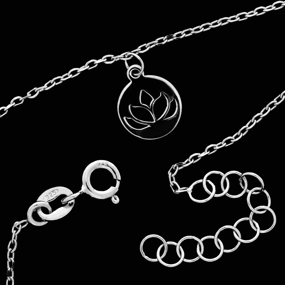 925 Sterling Silver Rhodium Plain  Lotus Flower Anklet  Bracelet - IT-N17-AS-A