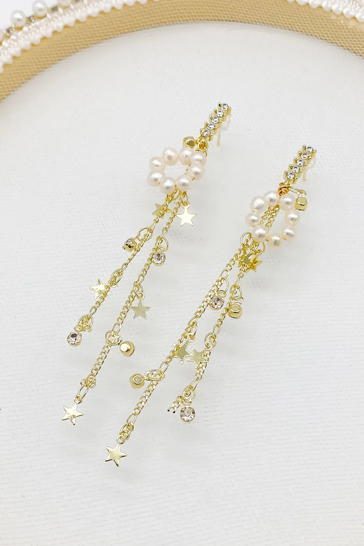 Anna Freshwater Pearl Star Drop Earrings