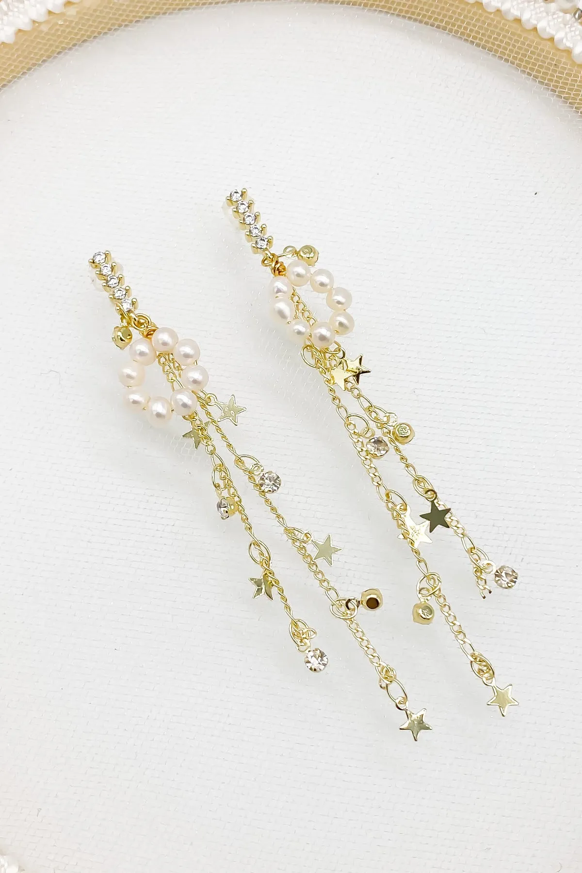 Anna Freshwater Pearl Star Drop Earrings