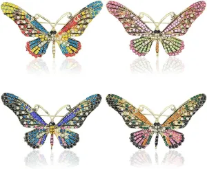 Apol 4PCS Fashion Exquisite Butterfly Crystal Brooch Pin Rhinestones Breastpin with a Storage Bag for Women Gift Clothes Collar Dress Scarf Decoration
