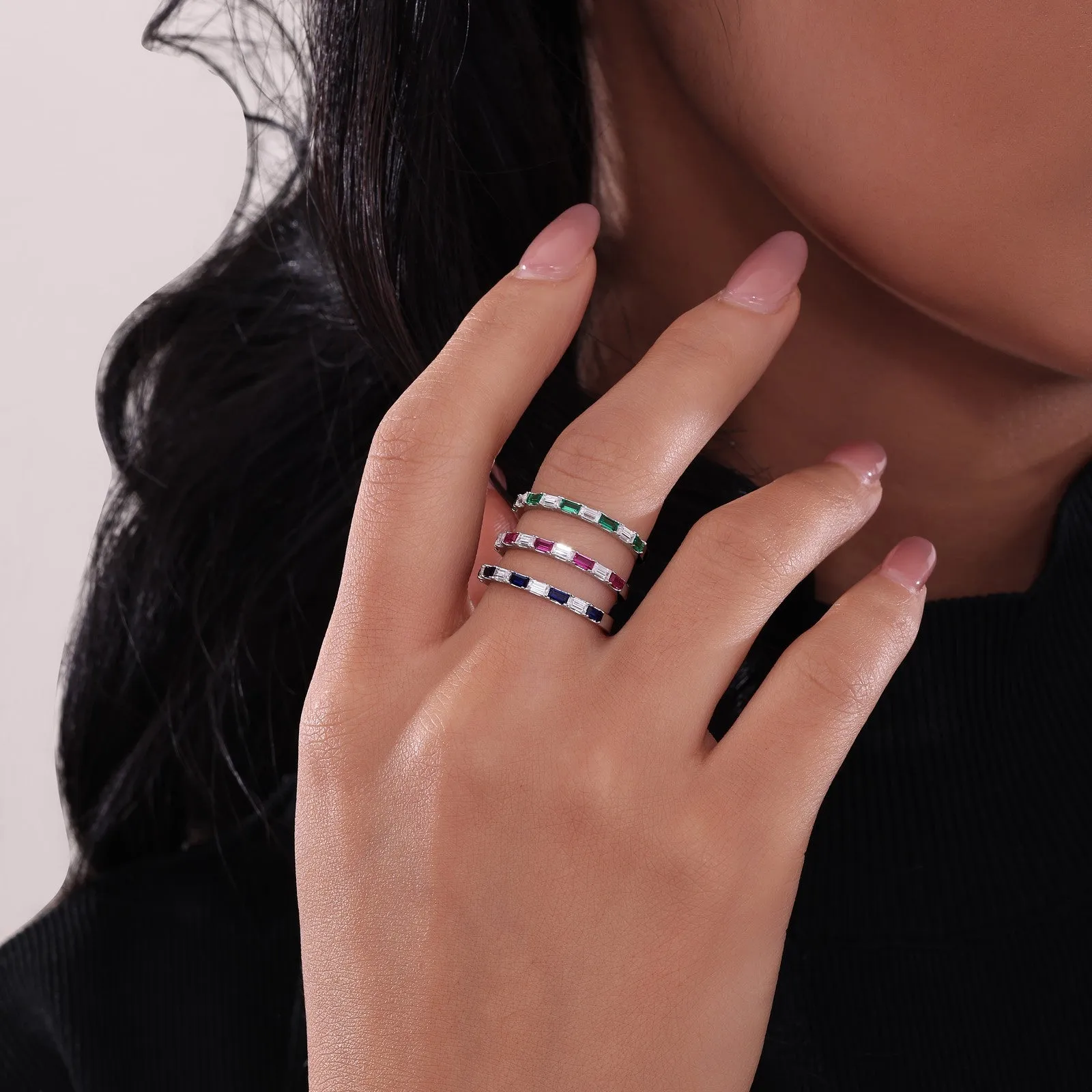 Baguette Half-Eternity Band R0537CRP05