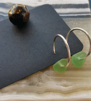 Beach Glass - Simple Green Hoop Earrings