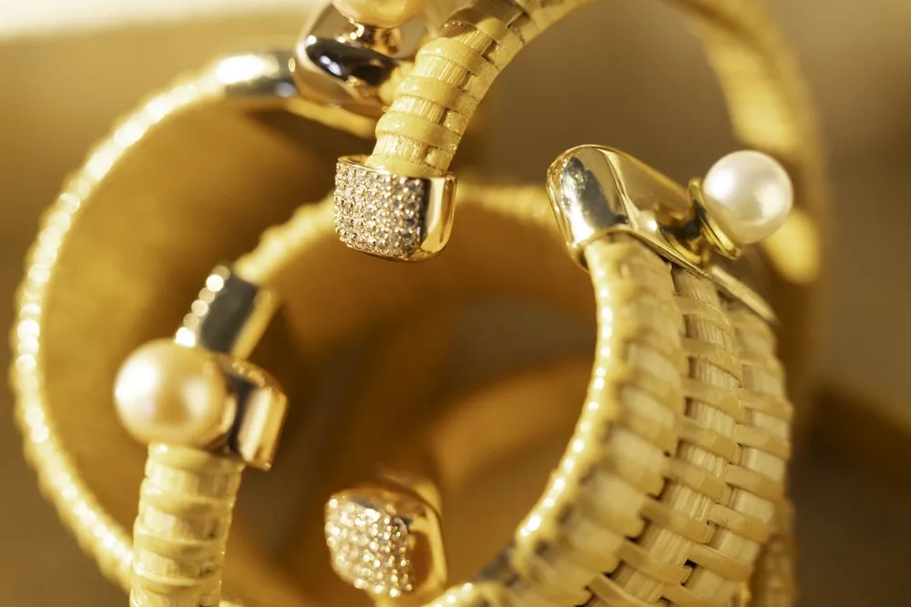 Beach Plum Nantucket Basket Cuff Bracelet with Rose Gold & Diamonds