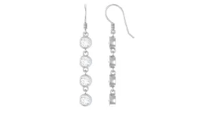 Bezel Set Round Moissanite Simple Dangle Earrings