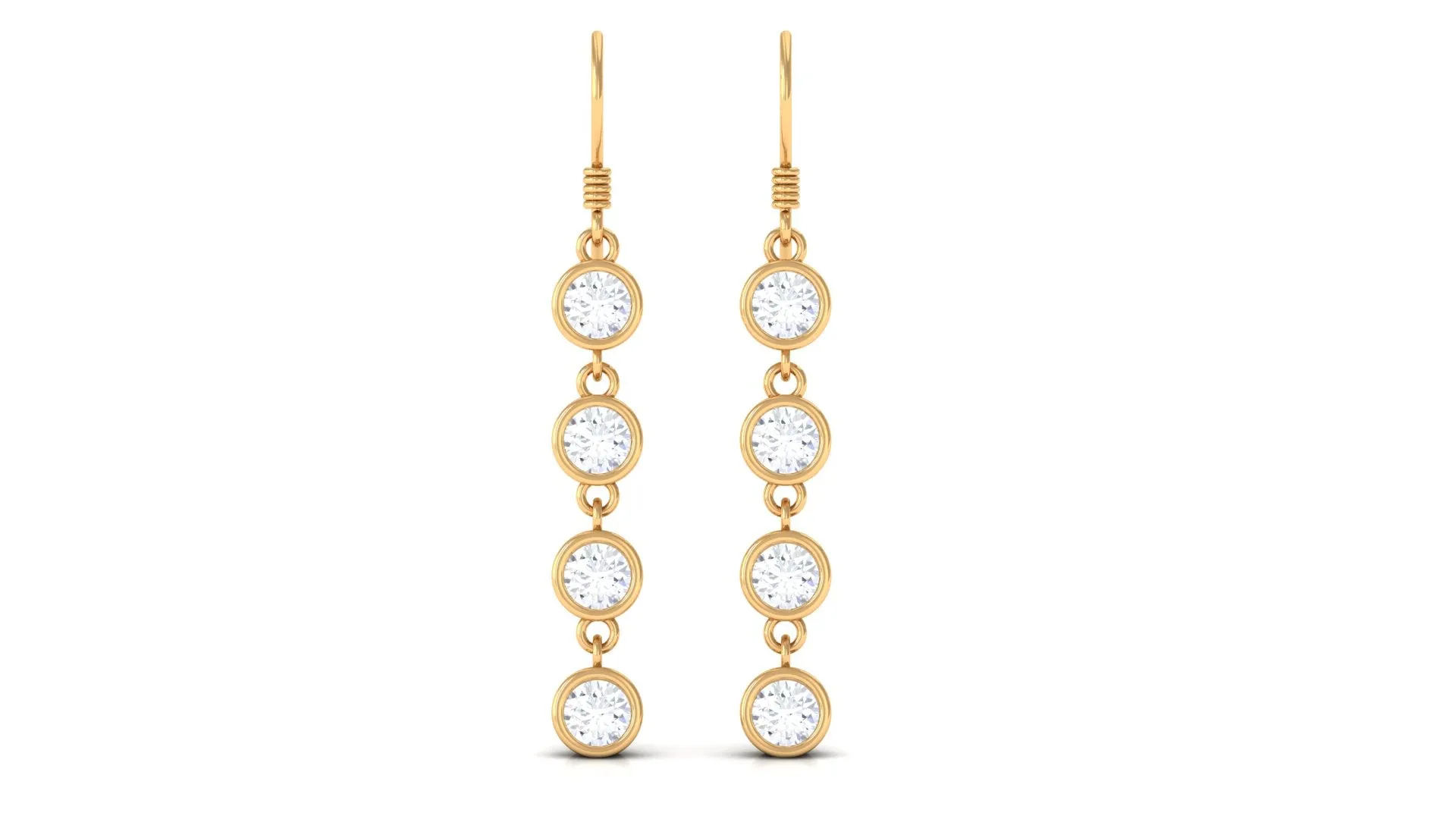 Bezel Set Round Moissanite Simple Dangle Earrings