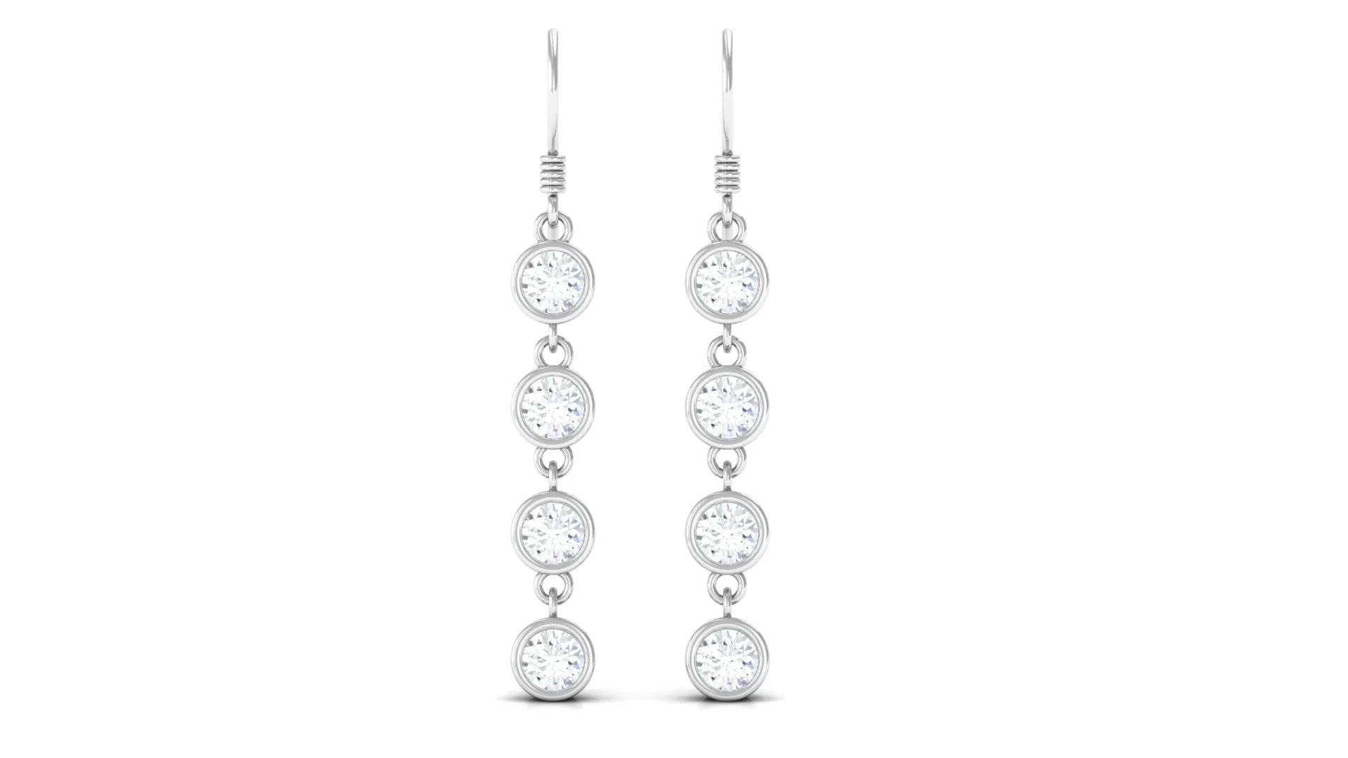 Bezel Set Round Moissanite Simple Dangle Earrings