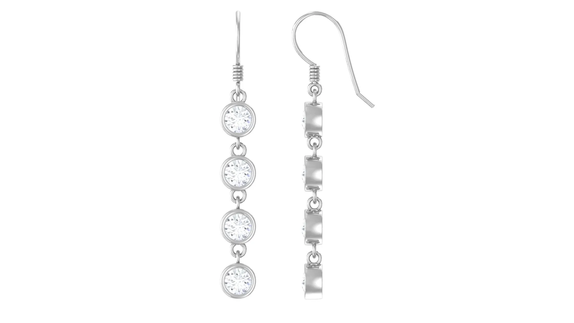 Bezel Set Round Moissanite Simple Dangle Earrings
