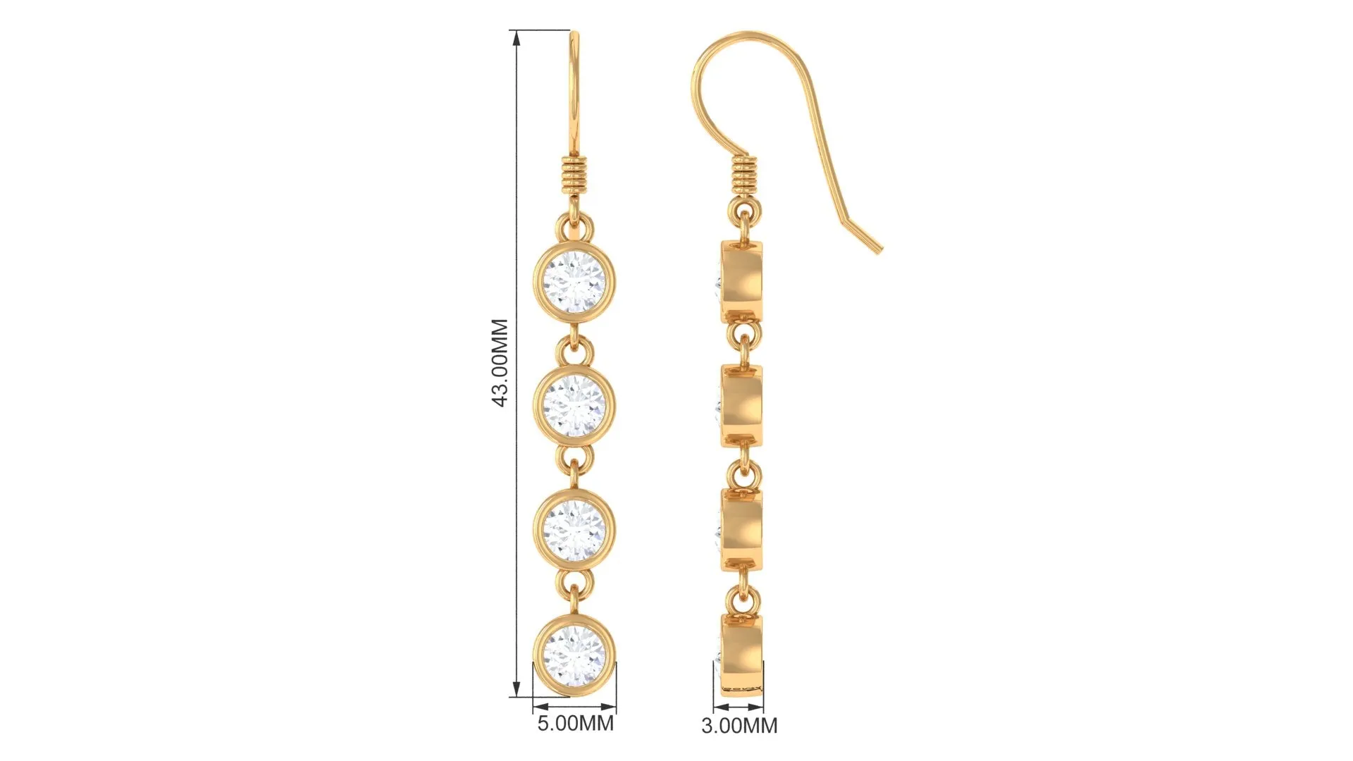 Bezel Set Round Moissanite Simple Dangle Earrings