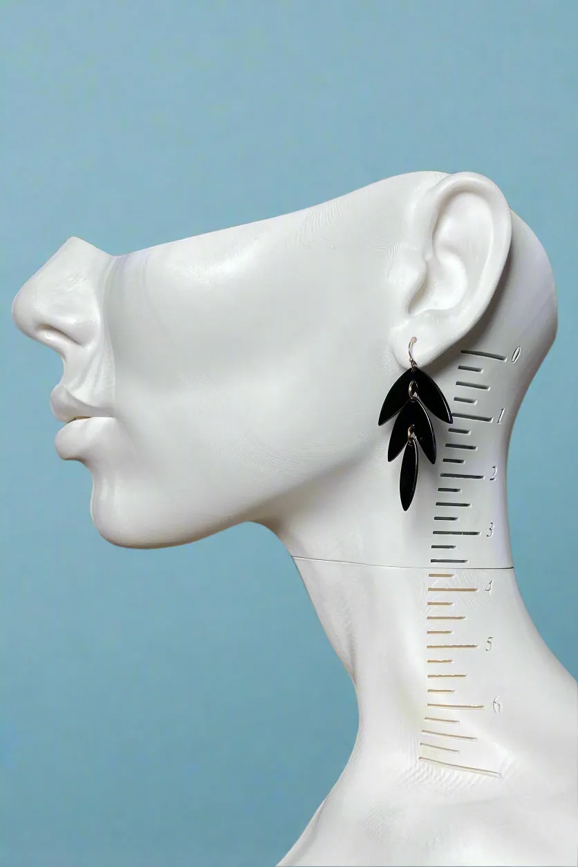 Black Acrylic Leaf Earrings
