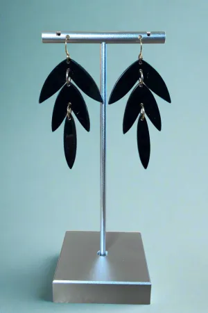 Black Acrylic Leaf Earrings