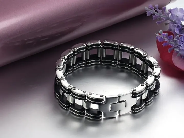 Black Strip Stainless Steel Bracelet