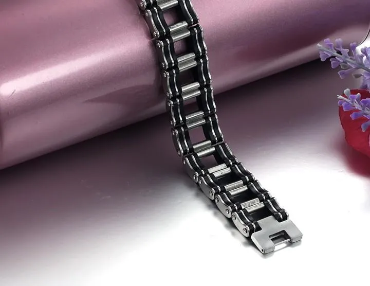 Black Strip Stainless Steel Bracelet