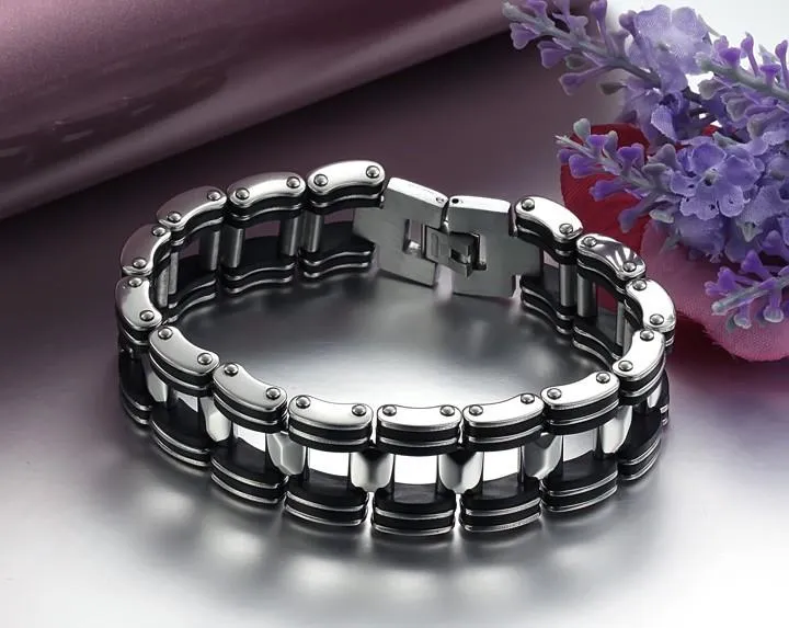 Black Strip Stainless Steel Bracelet