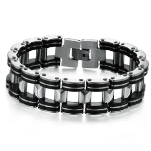 Black Strip Stainless Steel Bracelet