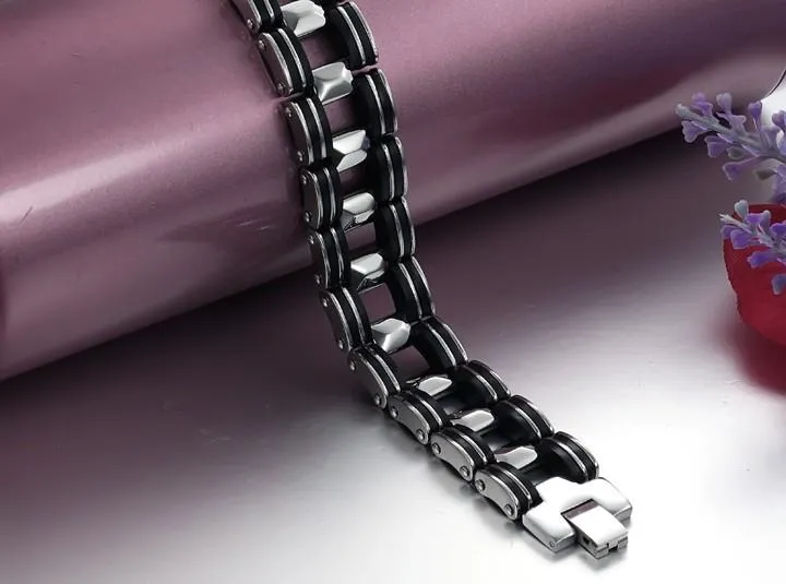 Black Strip Stainless Steel Bracelet