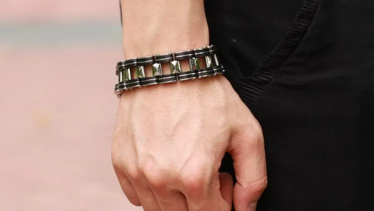 Black Strip Stainless Steel Bracelet