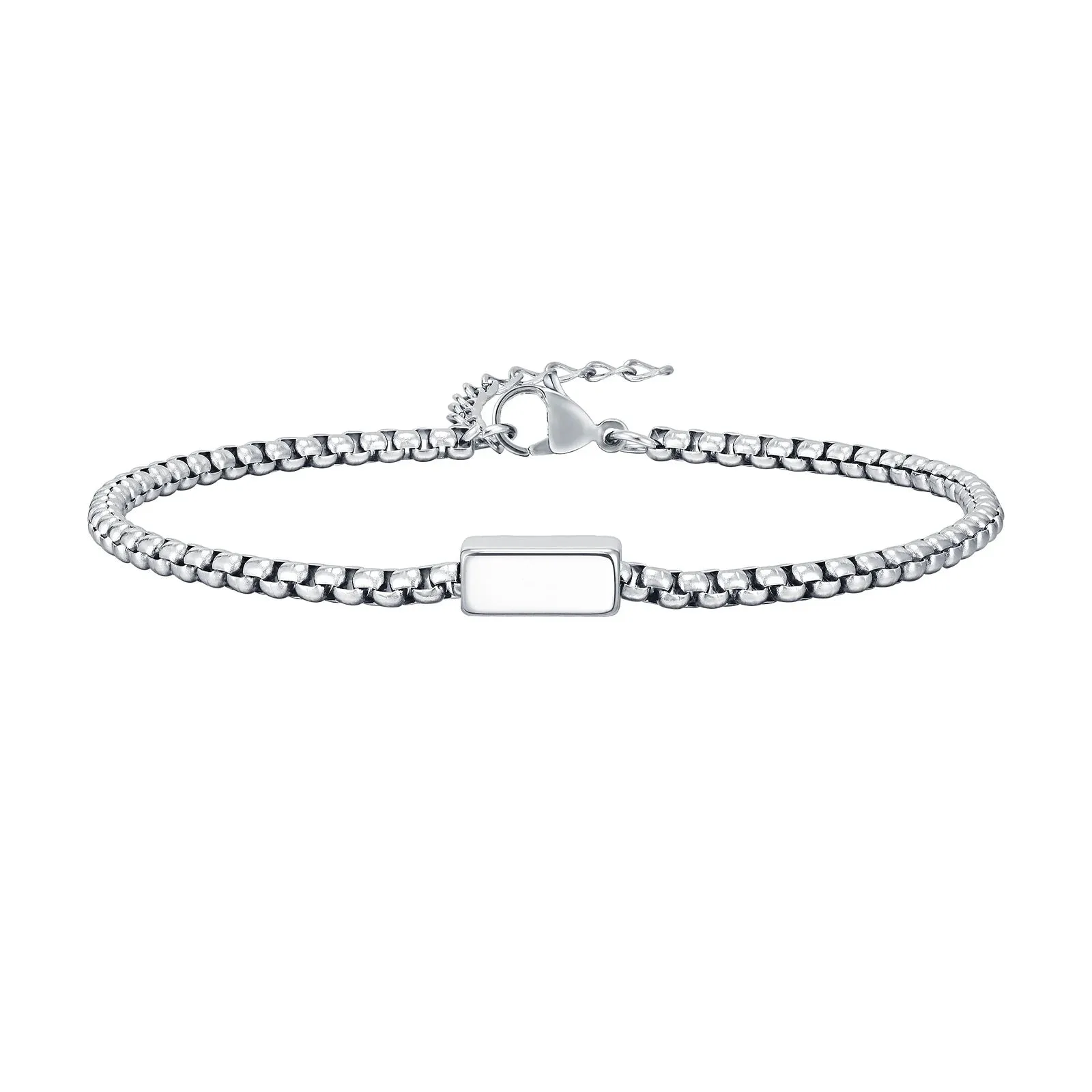 Box Chain Bracelets for Men Stainless Steel Geometric Square Tube