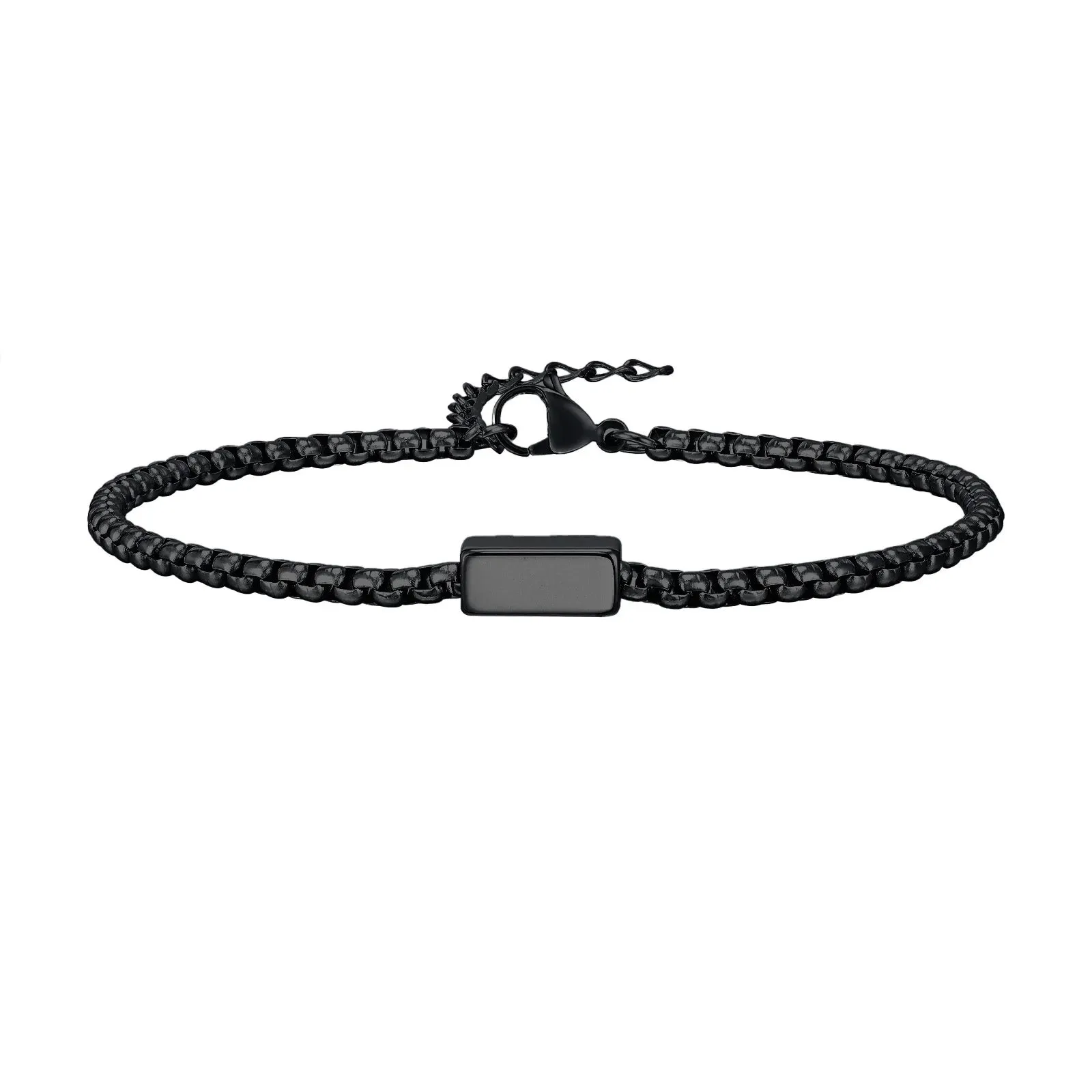 Box Chain Bracelets for Men Stainless Steel Geometric Square Tube