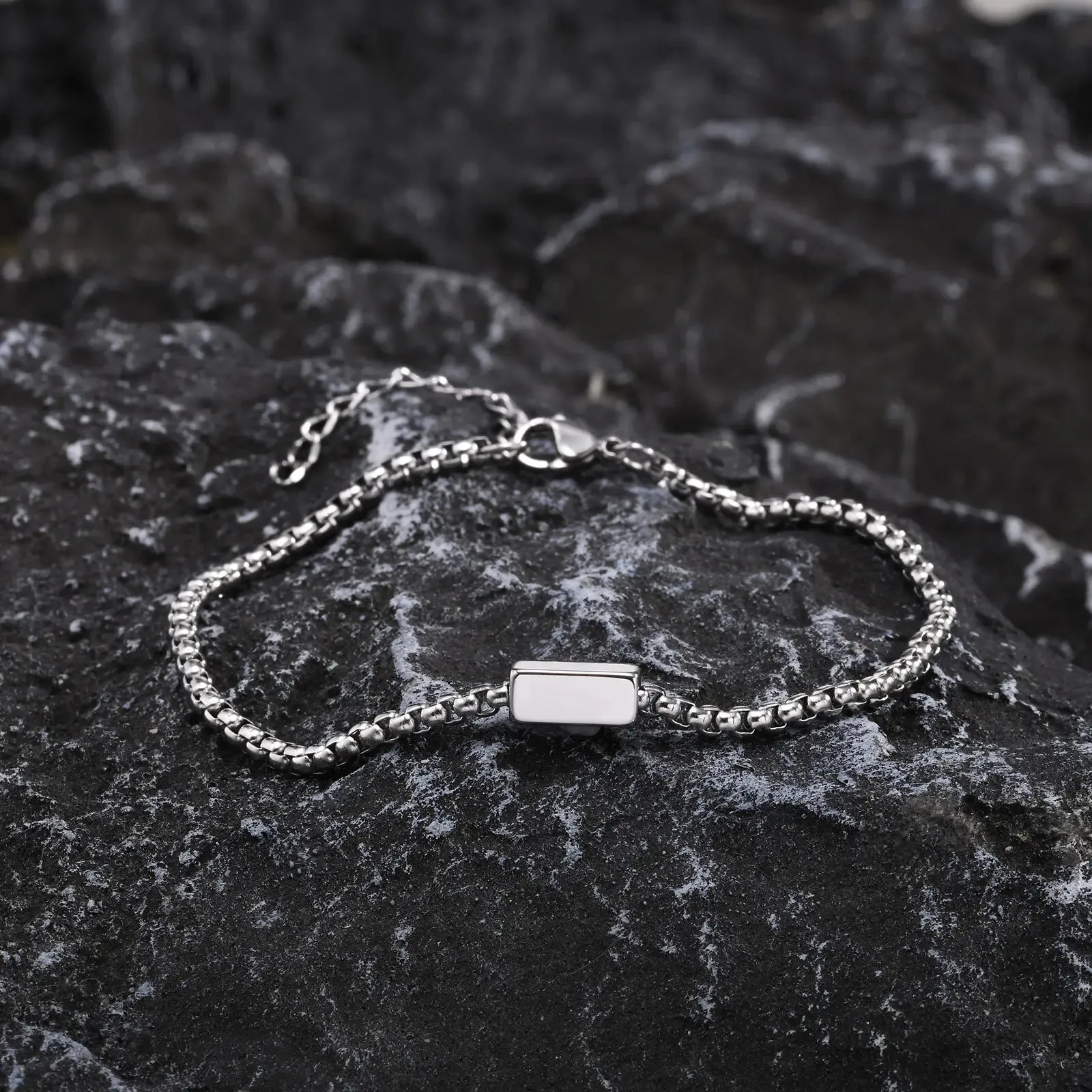 Box Chain Bracelets for Men Stainless Steel Geometric Square Tube